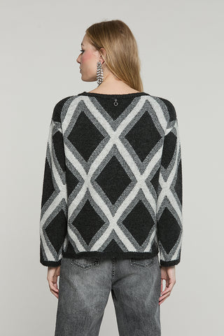 Maglia GRONINGA manica lunga girocollo con jacquard rombi - RDA2602532066 - Relish Autunno/Inverno 2026