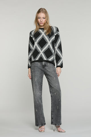 Maglia GRONINGA manica lunga girocollo con jacquard rombi - RDA2602532066 - Relish Autunno/Inverno 2026