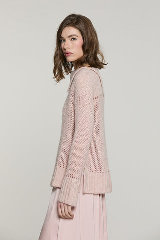 Maglia LORISA manica lunga collo asimmetrico + spacchi con lurex + micro-paillettes - RDA2602532067 - Relish Autunno/Inverno 2026