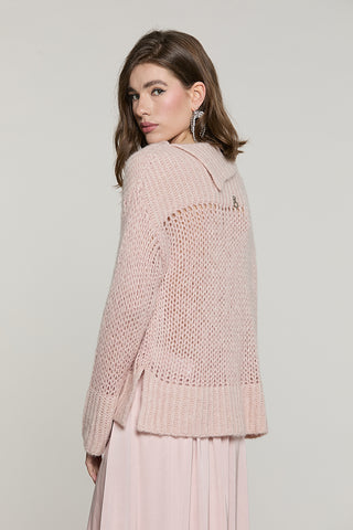 Maglia LORISA manica lunga collo asimmetrico + spacchi con lurex + micro-paillettes - RDA2602532067 - Relish Autunno/Inverno 2026