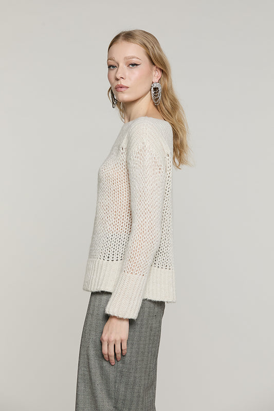 Maglia HOORN manica lunga scollo barca + spacchi con lurex + micro-paillettes - RDA2602532068 - Relish Autunno/Inverno 2026
