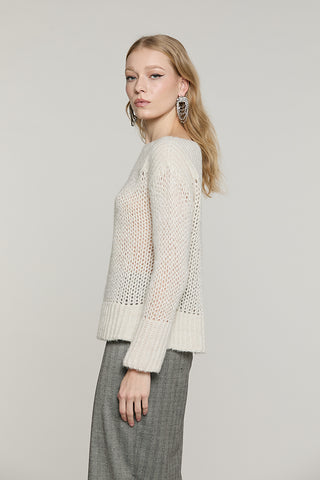 Maglia HOORN manica lunga scollo barca + spacchi con lurex + micro-paillettes - RDA2602532068 - Relish Autunno/Inverno 2026