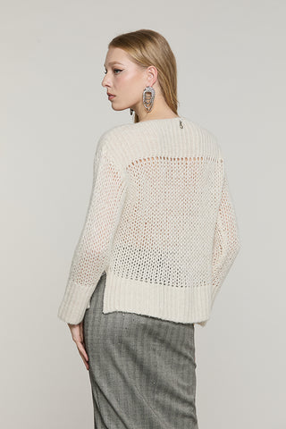 Maglia HOORN manica lunga scollo barca + spacchi con lurex + micro-paillettes - RDA2602532068 - Relish Autunno/Inverno 2026