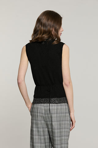 Maglia OPERATOR senza maniche collo alto con fondo paillettes + cintura fiore con strass - RDA2602637023 - Relish Autunno/Inverno 2026