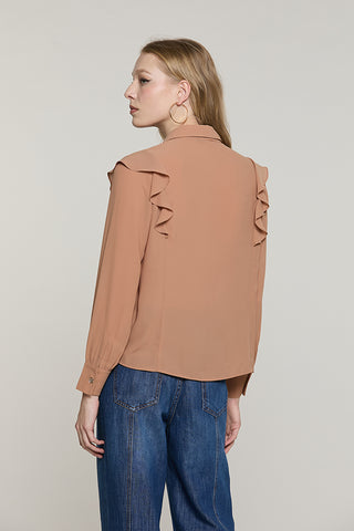 Blusa PARIETTI manica lunga con rouches + pieghe scollo v con collana logo - RDA2603009010 - Relish Autunno/Inverno 2026