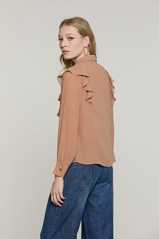 Blusa PARIETTI manica lunga con rouches + pieghe scollo v con collana logo - RDA2603009010 - Relish Autunno/Inverno 2026