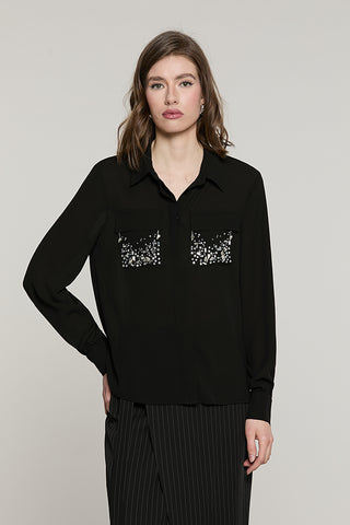 Camicia LIZZIE manica lunga con tasche + patte + strass - RDA2603009011 - Relish Autunno/Inverno 2026