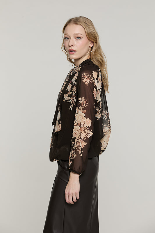 Blusa RATIH manica lunga con elastico colletto + fusciacca fantasia fiori - RDA2603009022 - Relish Autunno/Inverno 2026