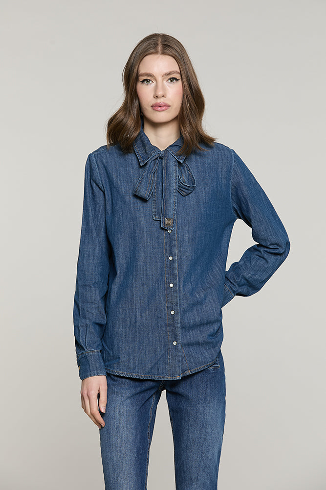 Camicia BLEDEL manica lunga con fusciacca denim - RDA2603033036 - Relish Autunno/Inverno 2026