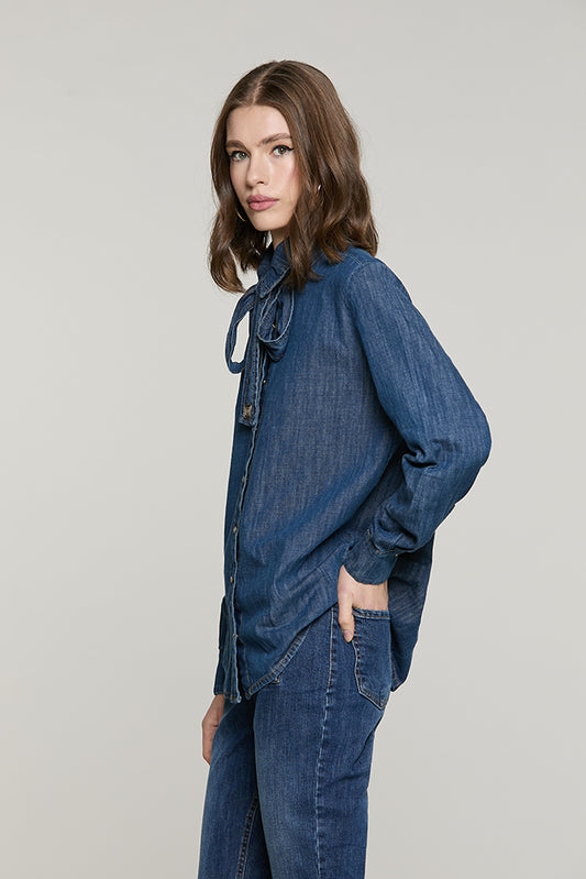 Camicia BLEDEL manica lunga con fusciacca denim - RDA2603033036 - Relish Autunno/Inverno 2026