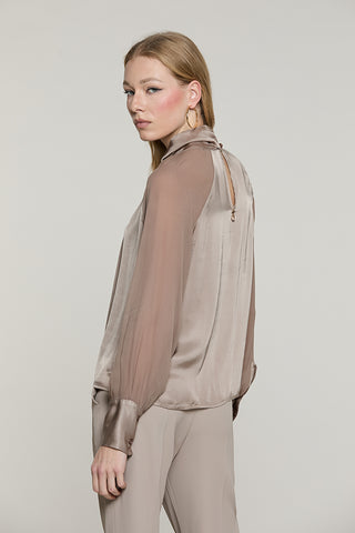 Blusa BELLS manica lunga con nodo collo + pieghe + goccia - RDA2603055038 - Relish Autunno/Inverno 2026