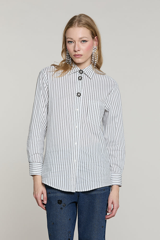 Camicia MANACORA manica lunga con tasca + copribottoni gioiello righe - RDA2603056016 - Relish Autunno/Inverno 2026