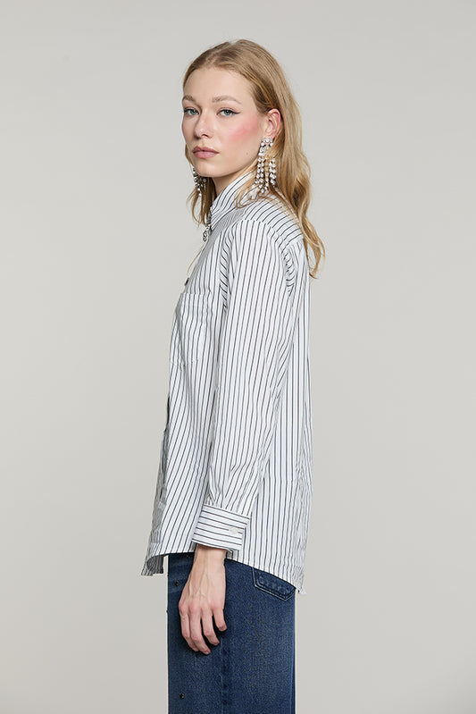 Camicia MANACORA manica lunga con tasca + copribottoni gioiello righe - RDA2603056016 - Relish Autunno/Inverno 2026