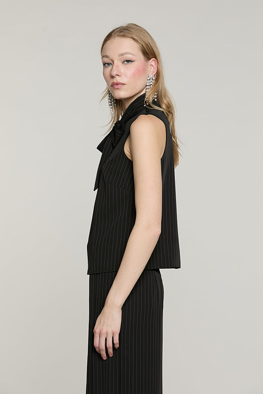 Blusa MOUSSA senza maniche con fiocco gessato - RDA2603091033 - Relish Autunno/Inverno 2026