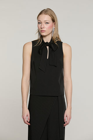 Blusa MOUSSA senza maniche con fiocco gessato - RDA2603091033 - Relish Autunno/Inverno 2026
