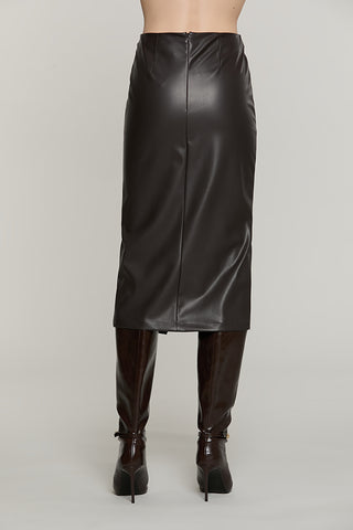 Longuette TANNER vita alta incrocio con pieghe + spacco ecopelle - RDA2604005008 - Relish Autunno/Inverno 2026