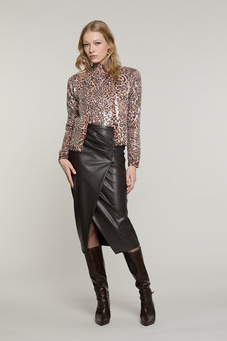 Longuette TANNER vita alta incrocio con pieghe + spacco ecopelle - RDA2604005008 - Relish Autunno/Inverno 2026