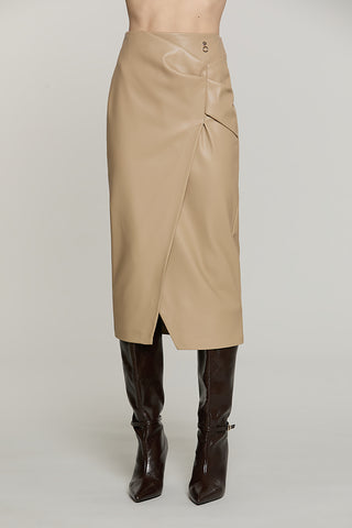 Longuette TANNER vita alta incrocio con pieghe + spacco ecopelle - RDA2604005008 - Relish Autunno/Inverno 2026