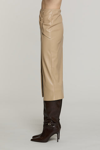 Longuette TANNER vita alta incrocio con pieghe + spacco ecopelle - RDA2604005008 - Relish Autunno/Inverno 2026