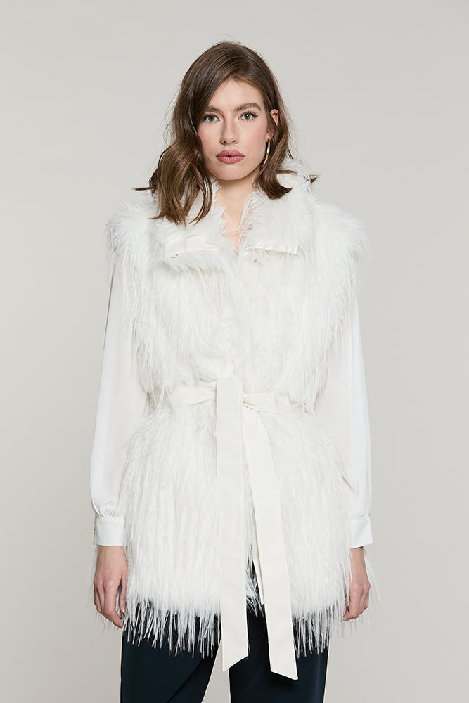 Pelliccia ROJAS eco senza maniche con collo + cintura ecopelle - RDA2605009003 - Relish Autunno/Inverno 2026