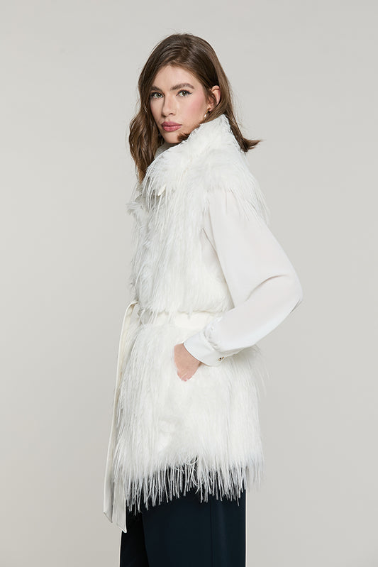 Pelliccia ROJAS eco senza maniche con collo + cintura ecopelle - RDA2605009003 - Relish Autunno/Inverno 2026