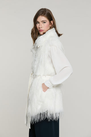 Pelliccia ROJAS eco senza maniche con collo + cintura ecopelle - RDA2605009003 - Relish Autunno/Inverno 2026