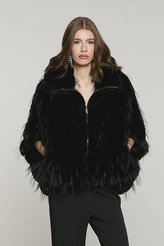 Pelliccia MEDINA eco manica 3/4 pipistrello con zip + tasche + ecopelle - RDA2605009005 - Relish Autunno/Inverno 2026