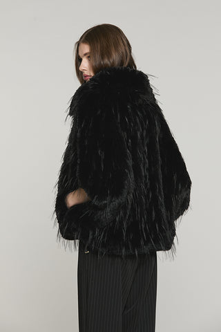 Pelliccia MEDINA eco manica 3/4 pipistrello con zip + tasche + ecopelle - RDA2605009005 - Relish Autunno/Inverno 2026