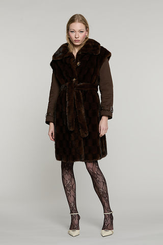 Pelliccia CHARMY eco manica lunga cotone con cinturini + fibbiecon tasche + cintura - RDA2605009014 - Relish Autunno/Inverno 2026
