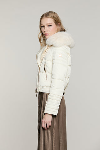 Piumino PICHA corto manica lunga con zip + collo ecopelliccia staccabile + cintura - RDA2605009029 - Relish Autunno/Inverno 2026