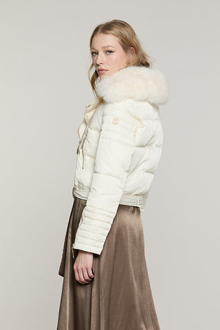 Piumino PICHA corto manica lunga con zip + collo ecopelliccia staccabile + cintura - RDA2605009029 - Relish Autunno/Inverno 2026
