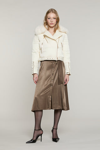Piumino PICHA corto manica lunga con zip + collo ecopelliccia staccabile + cintura - RDA2605009029 - Relish Autunno/Inverno 2026