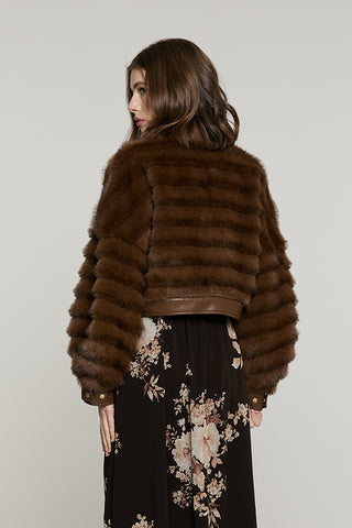 Pelliccia OVERTOYOU eco corta manica lunga con inserti ecopelle + zip + snap - RDA2605009059 - Relish Autunno/Inverno 2026