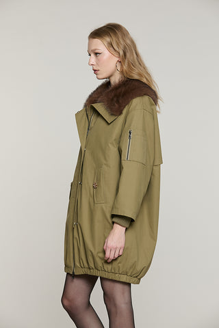 Parka MOYA lungo manica lunga con interno ecopellliccia collo ampio con zip + tasche - RDA2605033013 - Relish Autunno/Inverno 2026