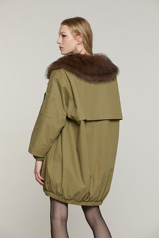 Parka MOYA lungo manica lunga con interno ecopellliccia collo ampio con zip + tasche - RDA2605033013 - Relish Autunno/Inverno 2026