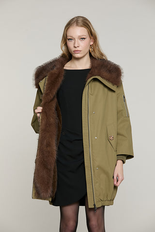 Parka MOYA lungo manica lunga con interno ecopellliccia collo ampio con zip + tasche - RDA2605033013 - Relish Autunno/Inverno 2026