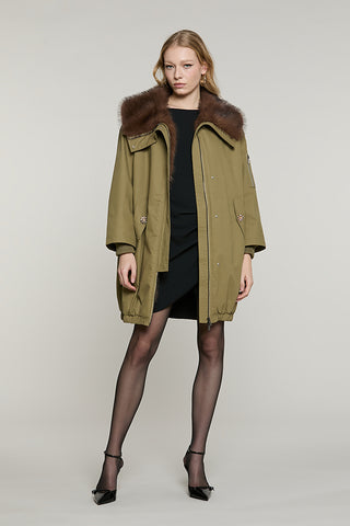 Parka MOYA lungo manica lunga con interno ecopellliccia collo ampio con zip + tasche - RDA2605033013 - Relish Autunno/Inverno 2026