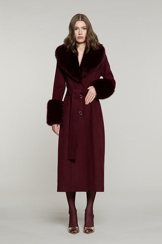 Cappotto RECORDS lungo manica lunga con cintura + tasche + bordi ecopelliccia - RDA2605112020 - Relish Autunno/Inverno 2026