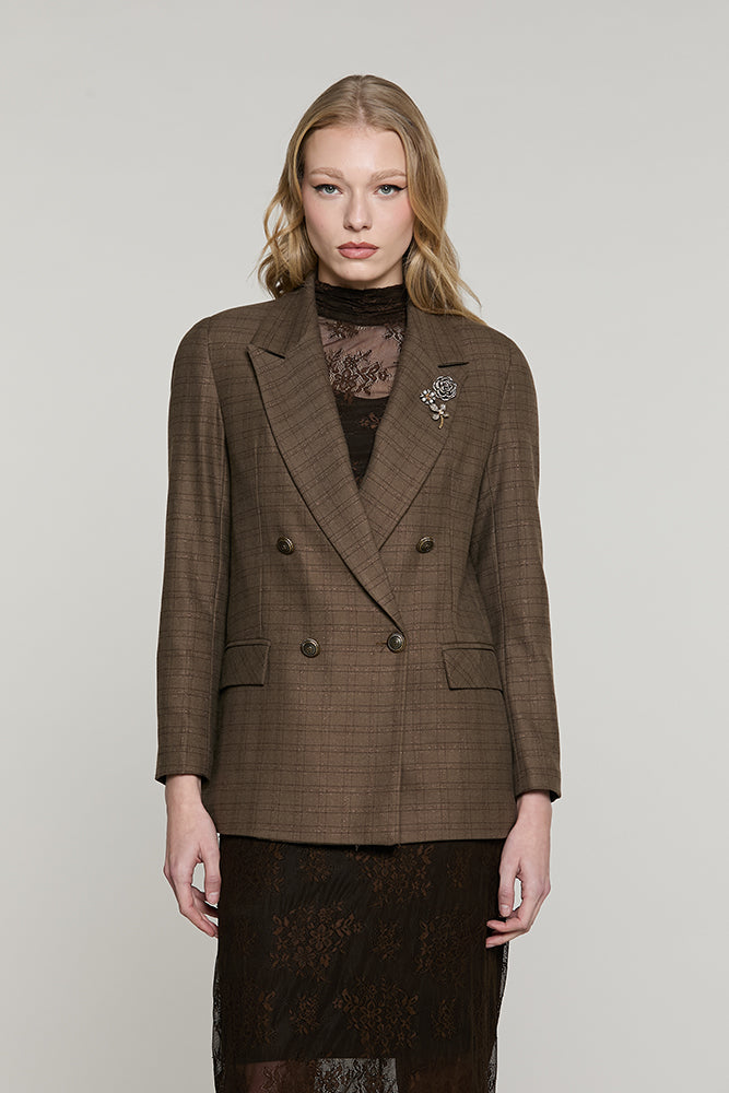 Giacca SUPERIOR lunga manica lunga doppio petto con spille quadri + lurex - RDA2605455038 - Relish Autunno/Inverno 2026