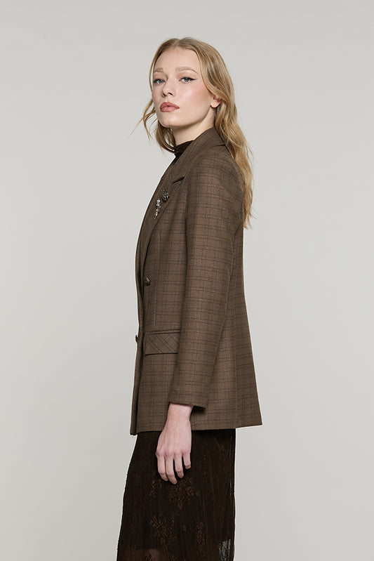 Giacca SUPERIOR lunga manica lunga doppio petto con spille quadri + lurex - RDA2605455038 - Relish Autunno/Inverno 2026