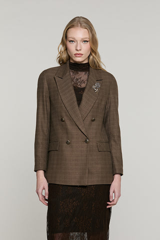 Giacca SUPERIOR lunga manica lunga doppio petto con spille quadri + lurex - RDA2605455038 - Relish Autunno/Inverno 2026