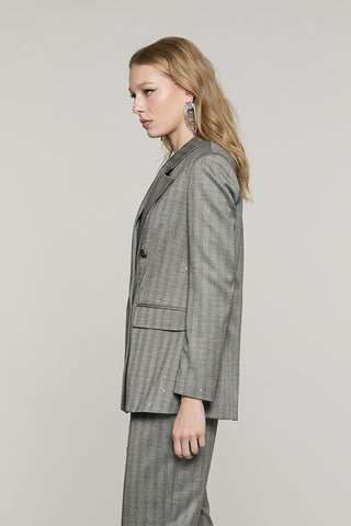 Giacca DEKKER manica lunga doppio petto con tasce spigato + paillettes - RDA2605455053 - Relish Autunno/Inverno 2026