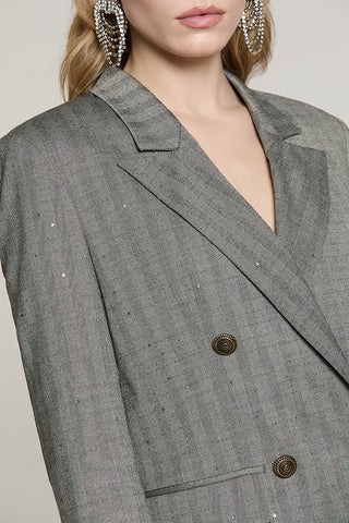 Giacca DEKKER manica lunga doppio petto con tasce spigato + paillettes - RDA2605455053 - Relish Autunno/Inverno 2026