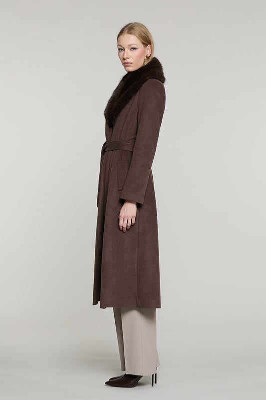 Cappotto ANNAPUR_BIS lungo manica lunga con collo pelliccia staccabile + cintura + tasche - RDA2605550002 - Relish Autunno/Inverno 2026
