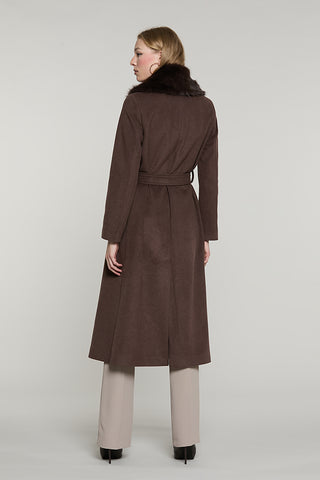 Cappotto ANNAPUR_BIS lungo manica lunga con collo pelliccia staccabile + cintura + tasche - RDA2605550002 - Relish Autunno/Inverno 2026