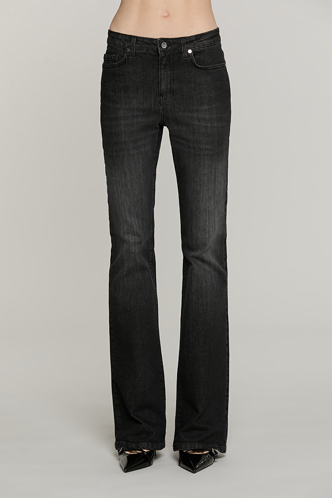 Panta SCHIFFER_BLACK v.media 5 ts flaire fit con logo strass tasche denim - RDA2607016002 - Relish Autunno/Inverno 2026
