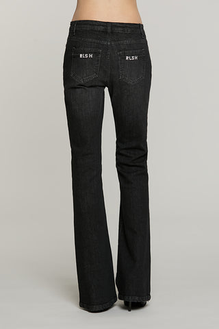 Panta SCHIFFER_BLACK v.media 5 ts flaire fit con logo strass tasche denim - RDA2607016002 - Relish Autunno/Inverno 2026