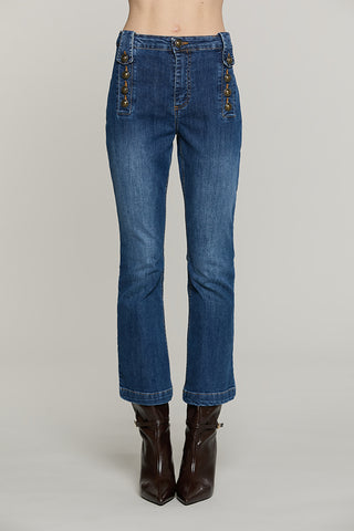 Panta PALENCIA_CROP vita alta con passanti punta + dettaglio bottoni denim - RDA2607016040 - Relish Autunno/Inverno 2026