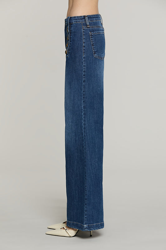 Panta PALENCIA vita alta con passanti punta + dettaglio bottoni denim - RDA2607016041 - Relish Autunno/Inverno 2026