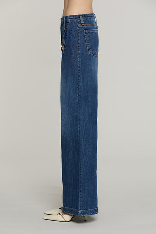 Panta PALENCIA vita alta con passanti punta + dettaglio bottoni denim - RDA2607016041 - Relish Autunno/Inverno 2026
